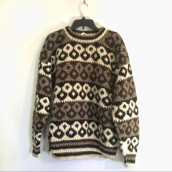 Vintage Sweaters - HP!!! Vintage Hand Knit Hand Spun Wool Sweater